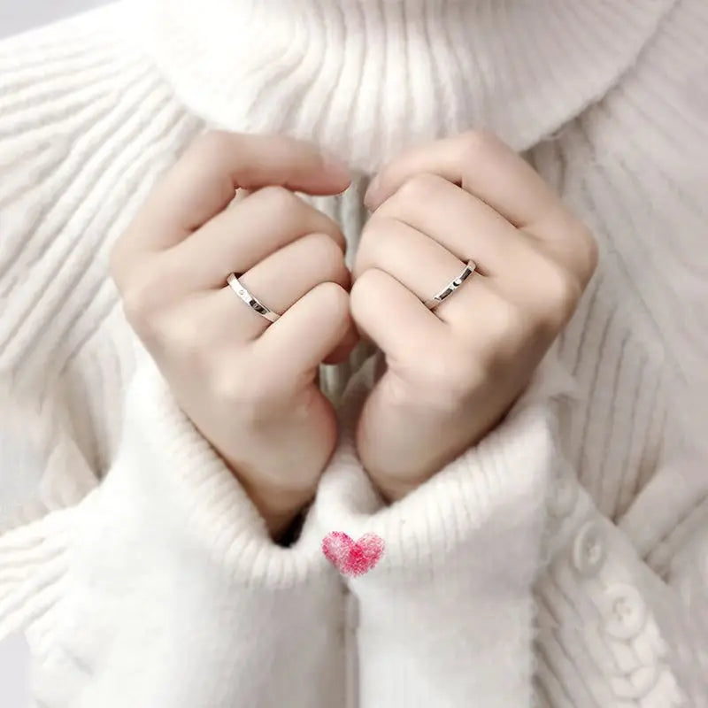 2Pcs Sun and Moon Lover Couple Rings Set Promise Wedding Bands for Him and Her