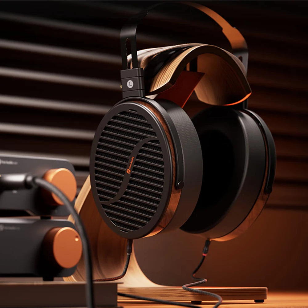 Fosi Audio I5 Planar Magnetic Open-Back Headphones 97mm Diaphragm CNC Metal Walnut Wood Audiophile Wired Stereo Headset
