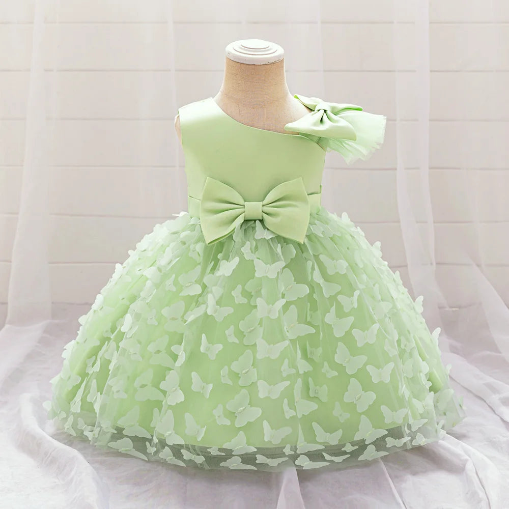 Elegant Butterfly Baptism Baby Girls Dress Infant 1st Birthday Princess Party Dresses Girl Tulle Bridesmaid Wedding Tutu Costume