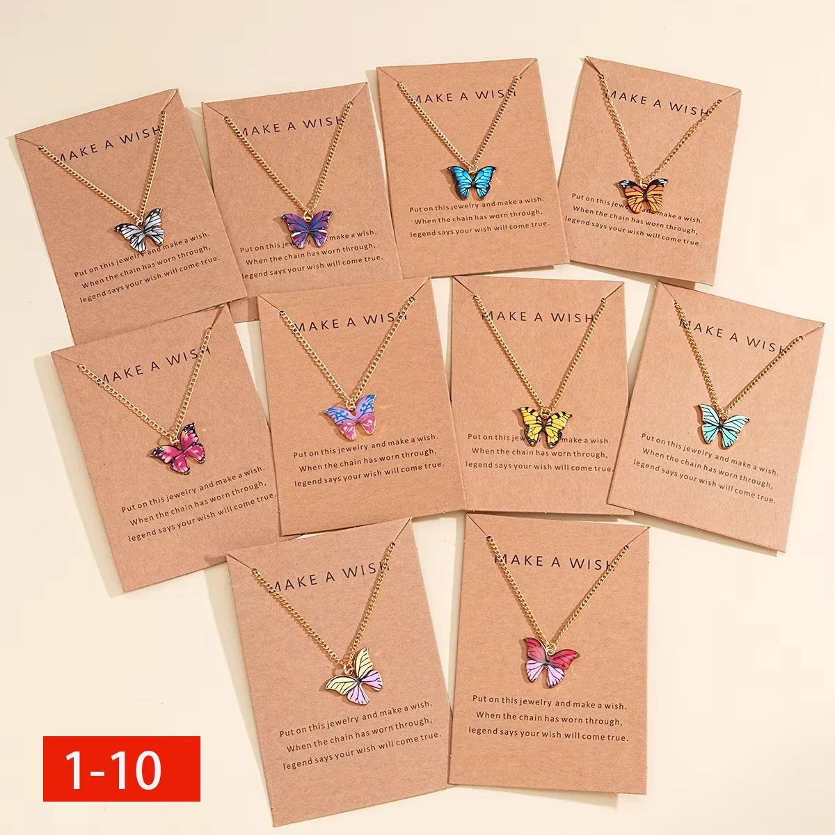 10 Pcs Fashion Butterfly Necklaces For Women Boho Vintage Colorful Simple Pendant Choker Chain 2024 New Jewelry Gifts Wholesale