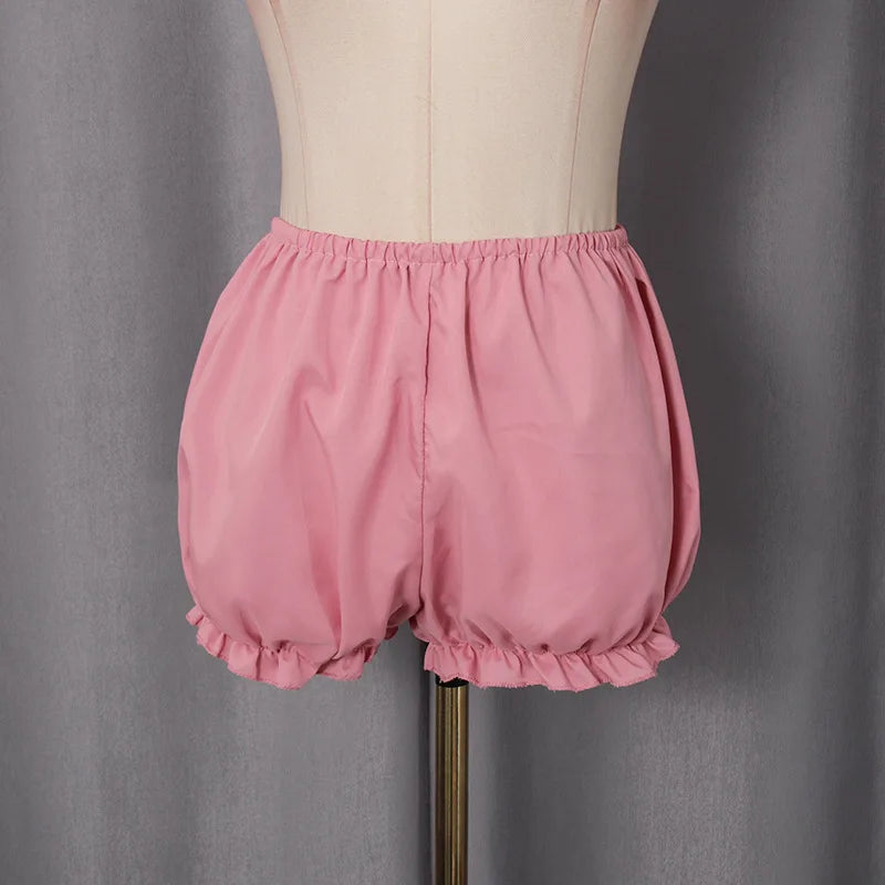 Pink Evening Dress 2 Pcs Skirt Set Sexy Corset Top Bra+Short Pants Party Robe 3D Flower Lace Up Back Formal Prom Wedding Gown