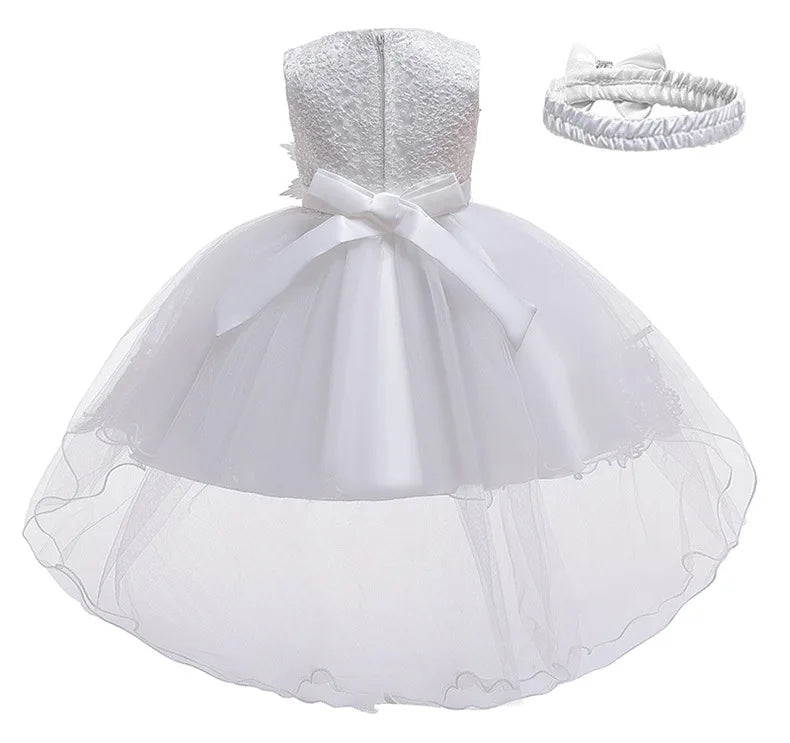 Baby Girls Baptism Dress 6 12 18 24 Months NewbornEmbroidery Princess Dress for 1st Birthday Party White Dres First Communion