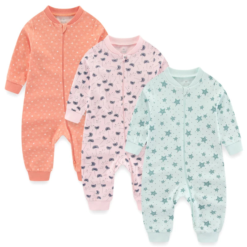 2/3Pieces Cotton Baby Girl Clothes Sets Unisex Rompers 0-24M New Born Baby Boy Clothes 2-Way Zipper Cartoon Autumn Spring