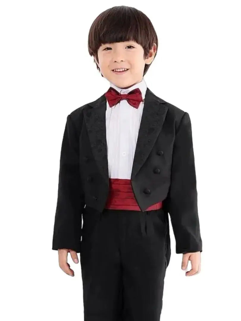 Boy Tuxedo Blazers Coat Vest  Pants Bow Tie Kids Clothing Sets Size 1-4T Children Stage Shows Birthday Party Formal Suits