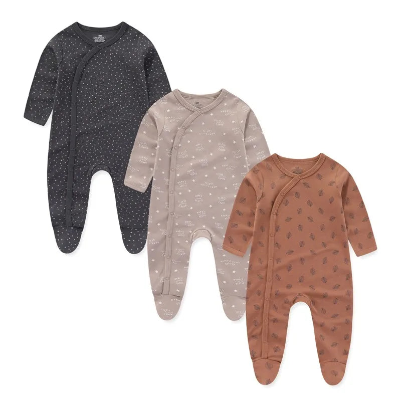 3pcs Newborn Baby Boy Clothes Long Sleeve 100% Cotton Baby Rompers Cartoon Baby Girl Clothes 0-12M Spring Solid Color Bebes