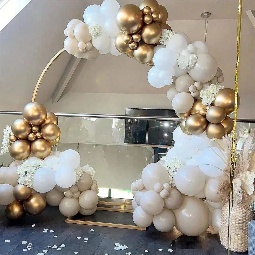 114Pcs Premium White & Gold Latex Balloon Garland Arch Kit - Elegant Wedding Party Decorations for Ceremony Backdrops, Reception