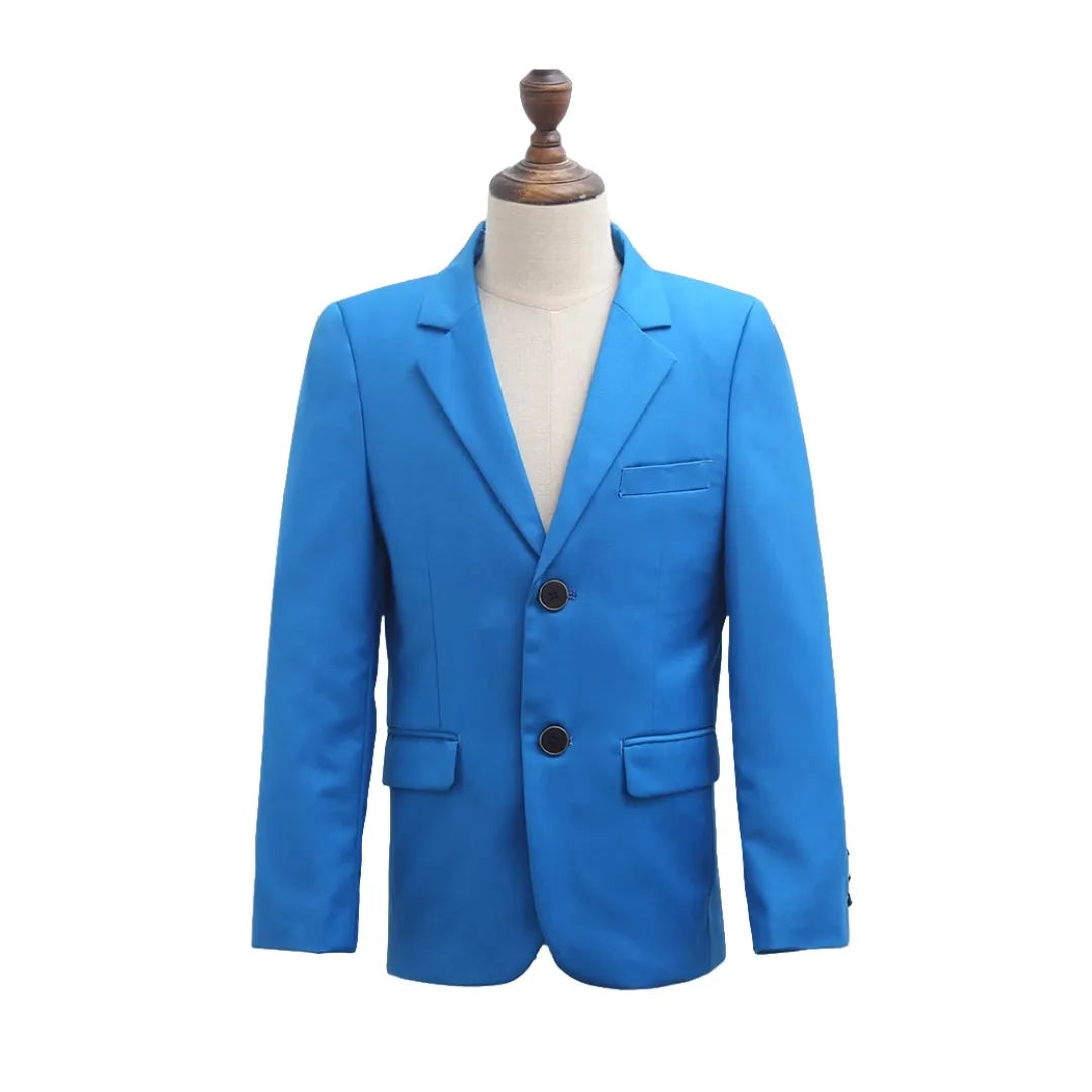 Boy Formal Blazer Coat  Kids Light Blue Coat Children Formal Wedding Shows Wear Size 110-170 Teens Costumes