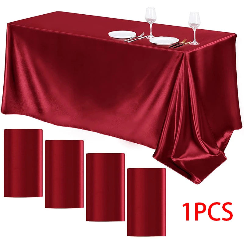 Rectangle Wedding Satin LargeTablecloth Bright Smooth Silk Table Cover Christmas Anniversary Dining Party high-end Table Decor