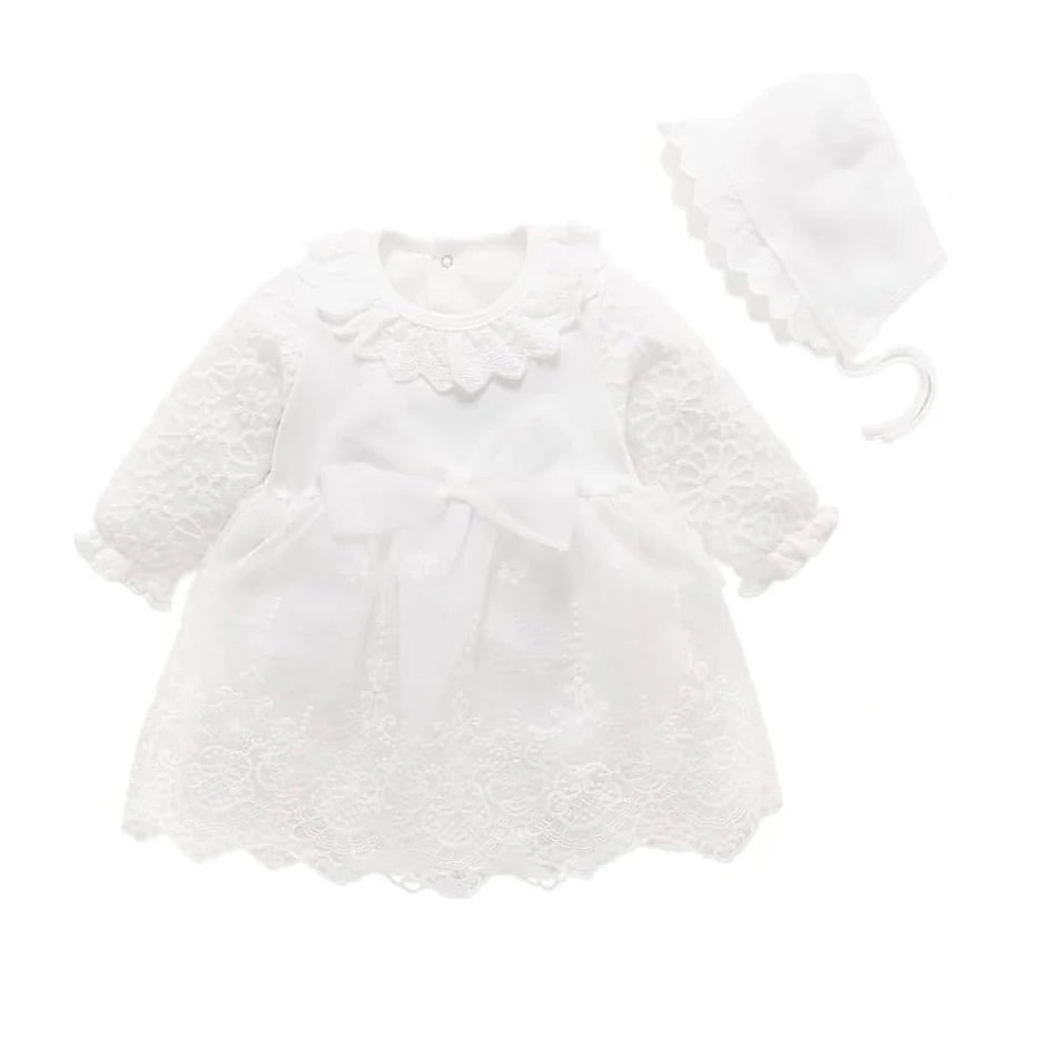 New Born Baby Girl Dress Clothes Christening Dress Classic Infant Baptism Wedding Tulle Dress for Spring Summer 0 3 6 Months