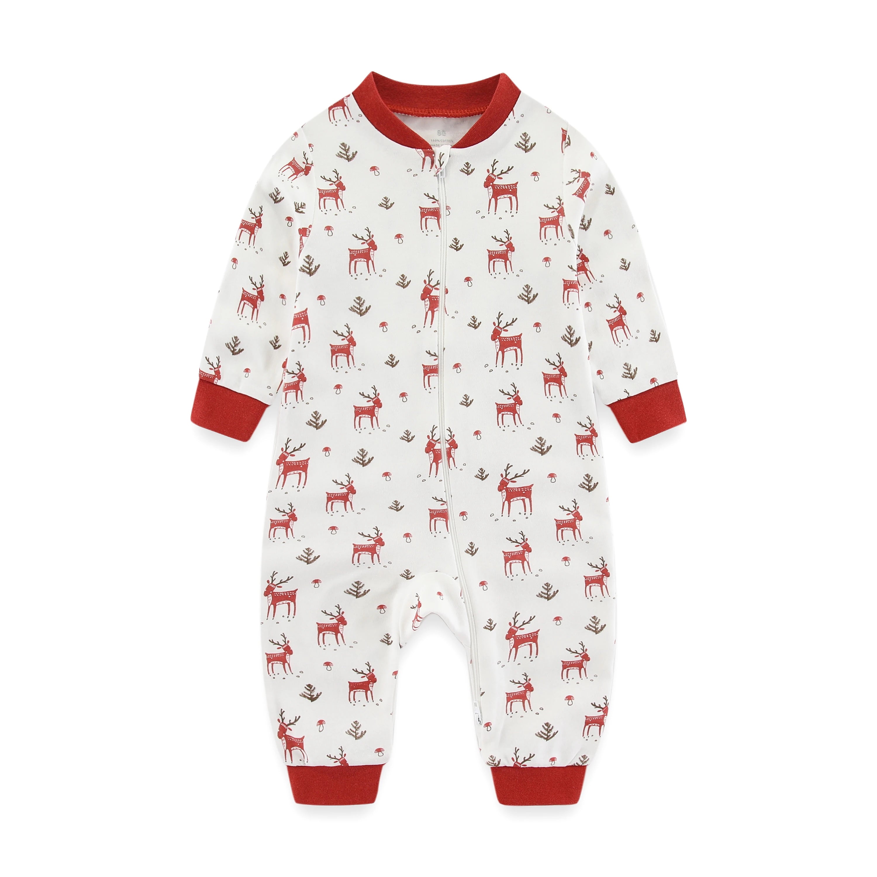 Newborn Baby 2-way Zipper Romper Cotton One-piece Jumsuit 0-24 Months Long Sleeve Newborn Baby Pajamas Comfortable Breathable