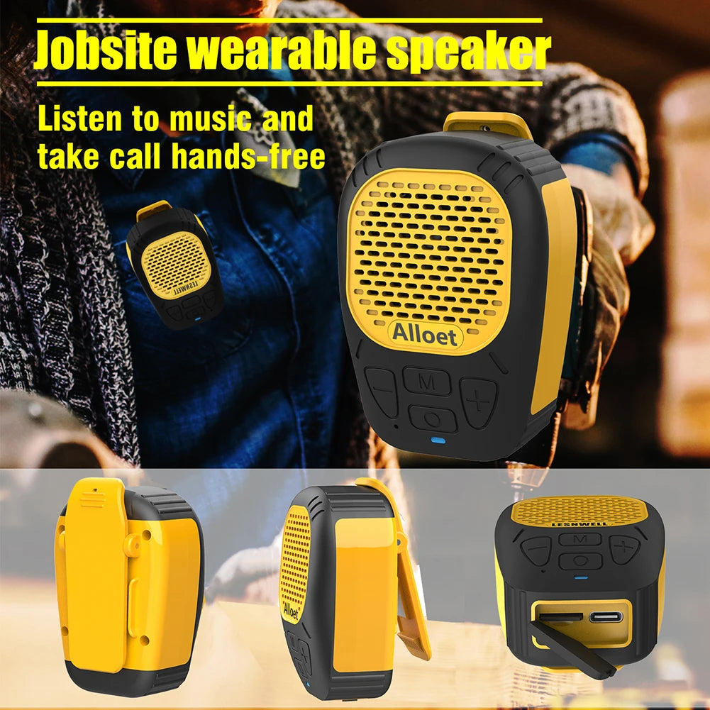 Wearable Bluetooth5.3 Speaker Magnetic Clip-On Wireless Speaker Waterproof Portable Sound with Strap for Hands-Free Music/Calls