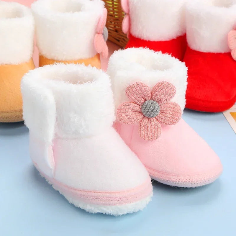 New Fashion Comfortable Shoes Newborn Baby Girls Boys Soft Booties Solid Pompom Snow Boots Infant Toddler Newborn Warming Shoes