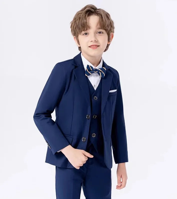 Children Black Wedding Suit Teenager Kids Piano Ceremony Tuxedo Dress Flower Boys Photograph Blazer Party Performance Costume