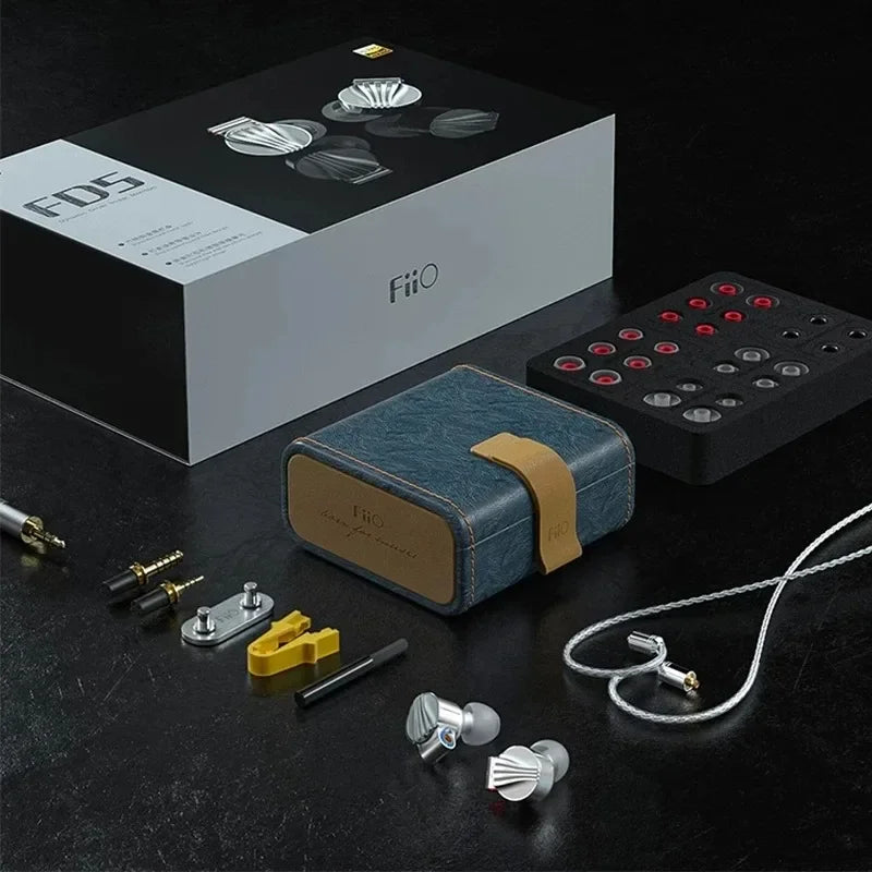 FIIO FD5 Earphones Flagship Dynamic High Quality Headphones with Interchangeable Sound Tubes Earbuds and 2.5mm/3.5mm/4.4mm Plug