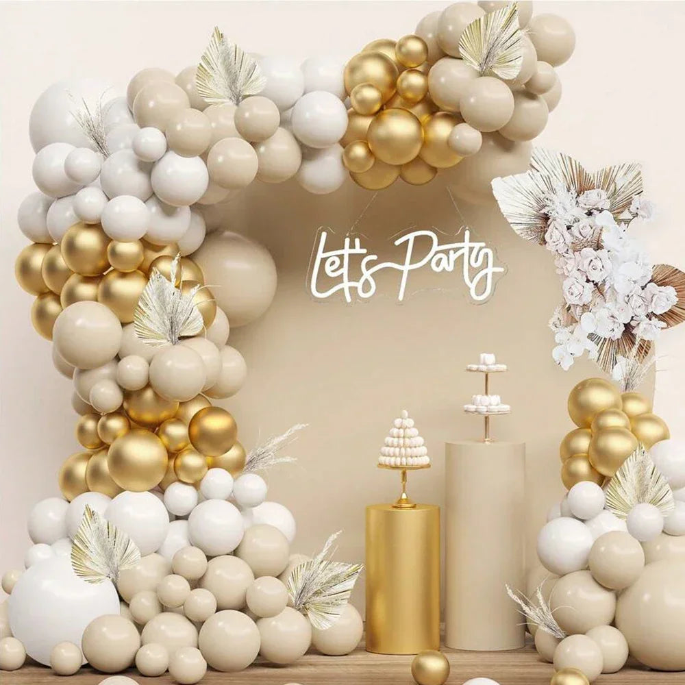 114Pcs Premium White & Gold Latex Balloon Garland Arch Kit - Elegant Wedding Party Decorations for Ceremony Backdrops, Reception