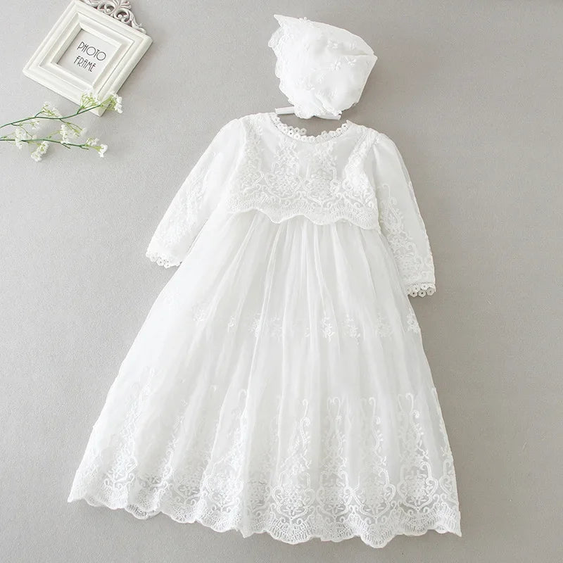 2025 Newborn Girl First Birthday Dress Strapless Royal Party Outfit Lace Elegant Celebration Special Gown Formal Attire