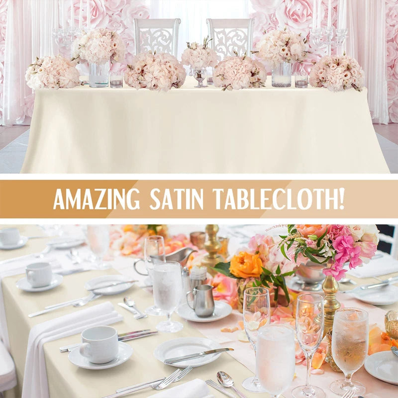 Rectangle Wedding Satin LargeTablecloth Bright Smooth Silk Table Cover Christmas Anniversary Dining Party high-end Table Decor