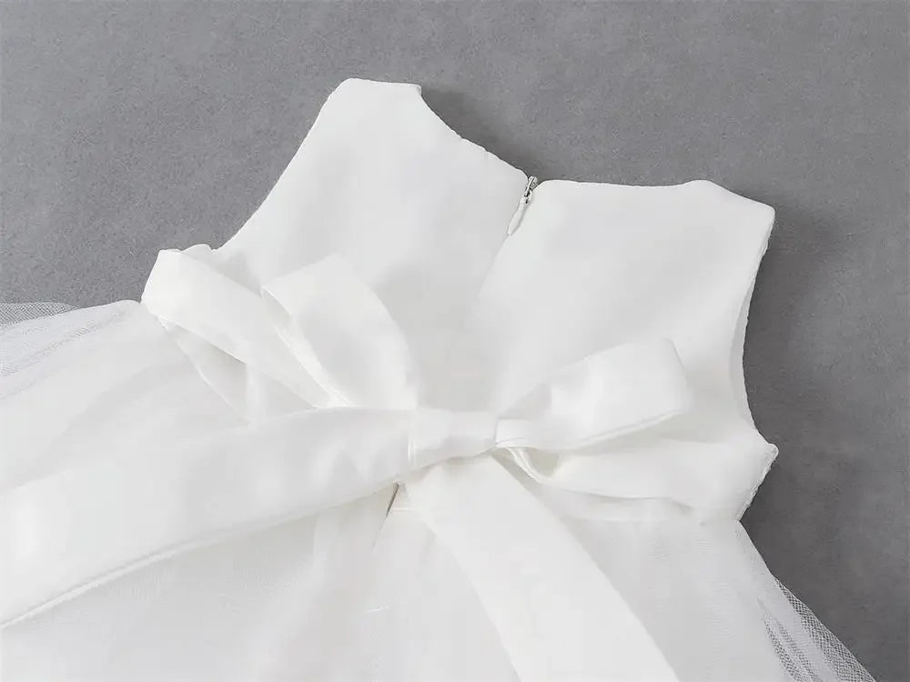 Infant Dress Gown Baby Girl Clothes Elegant Princess Dress For 1st Birthday Dress Children Baptismal Costume White Wedding Dress