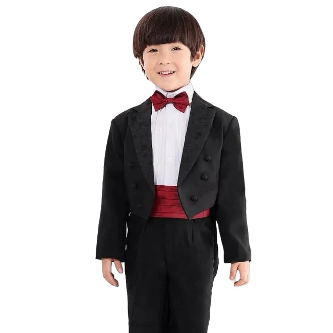 Boy Tuxedo Blazers Coat Vest  Pants Bow Tie Kids Clothing Sets Size 1-4T Children Stage Shows Birthday Party Formal Suits