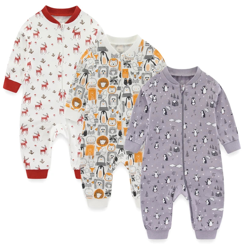 2/3Pieces Cotton Baby Girl Clothes Sets Unisex Rompers 0-24M New Born Baby Boy Clothes 2-Way Zipper Cartoon Autumn Spring