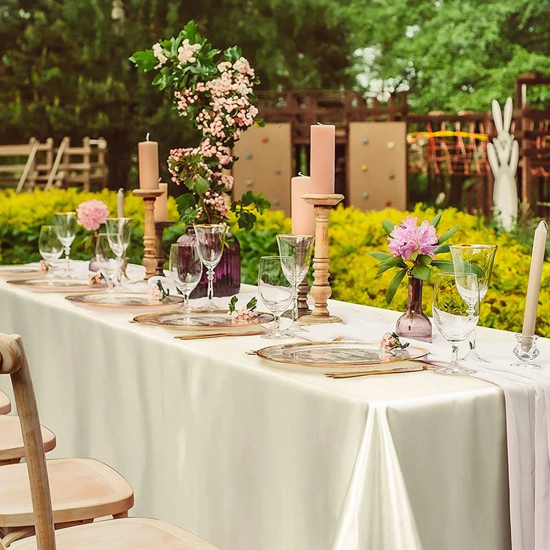 Rectangle Wedding Satin LargeTablecloth Bright Smooth Silk Table Cover Christmas Anniversary Dining Party high-end Table Decor