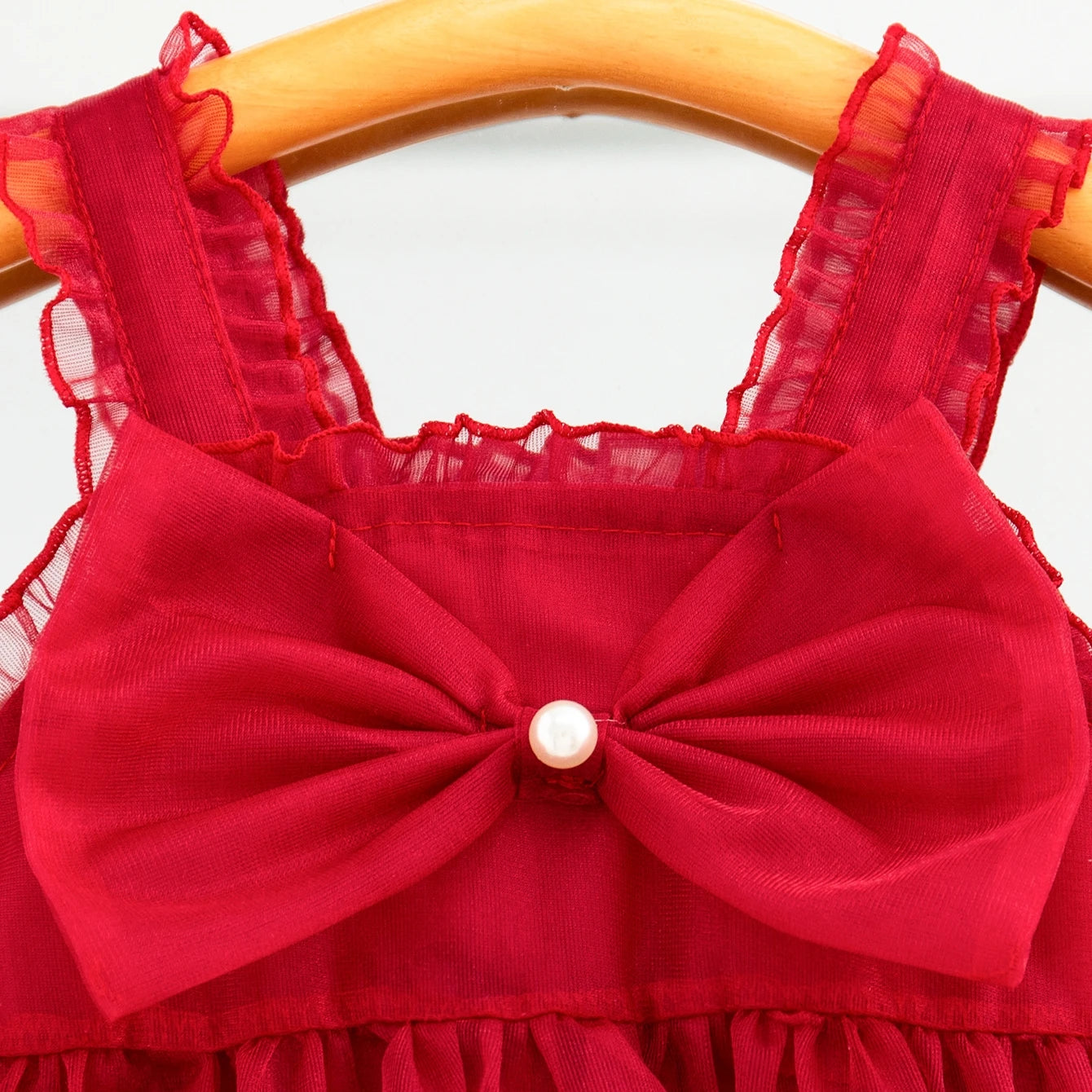 Newborn Girl Dress Lace Bow Children Summer Red Evening Party Princess Dress Baby Girl Birthday Gift