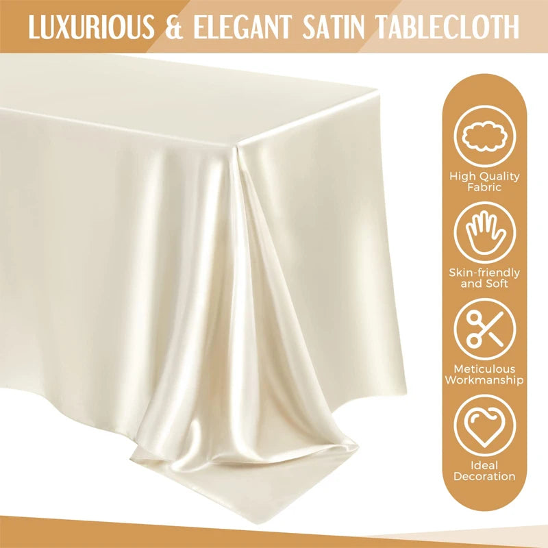 Rectangle Wedding Satin LargeTablecloth Bright Smooth Silk Table Cover Christmas Anniversary Dining Party high-end Table Decor