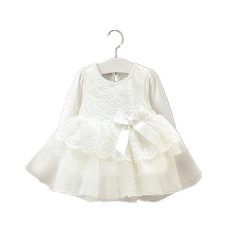 Newborn Baby Dress Girl Clothes Lace Long Sleeve Wedding Christening Gowns Dress for Infant New Year Girls Dresses
