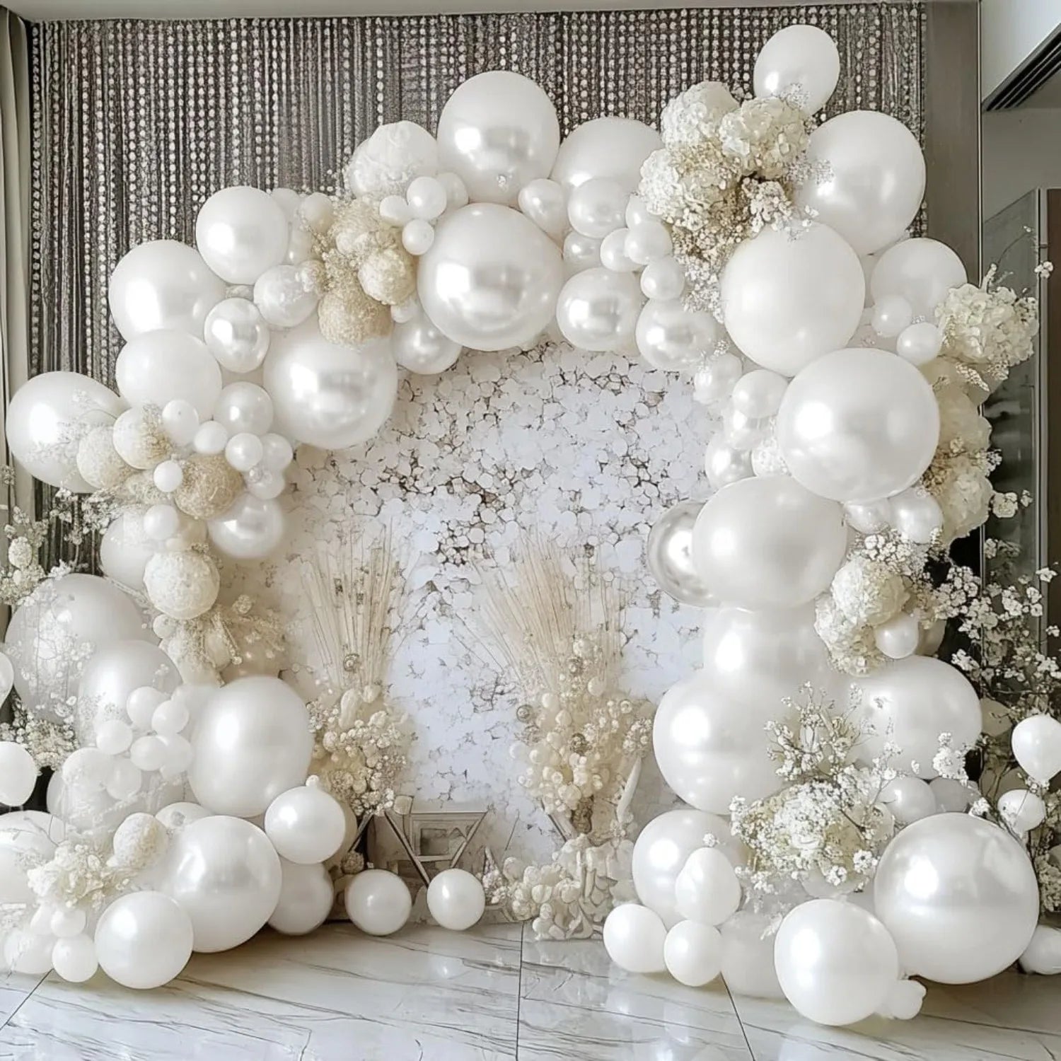 122pcs Pearl White Balloon Garland Arch Kit, Perfect for Weddings, Birthdays, Bridal Showers, Parties, Anniversaries, Interiors
