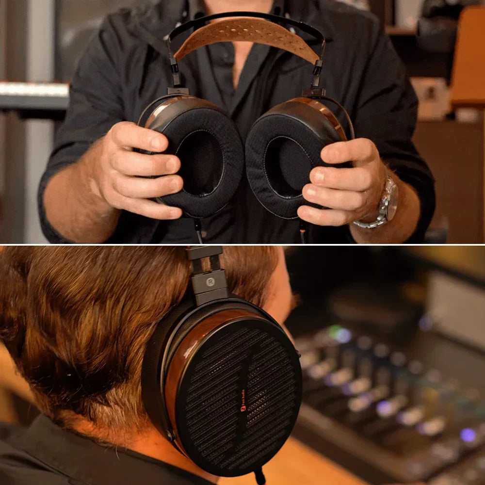 Fosi Audio I5 Planar Magnetic Open-Back Headphones 97mm Diaphragm CNC Metal Walnut Wood Audiophile Wired Stereo Headset