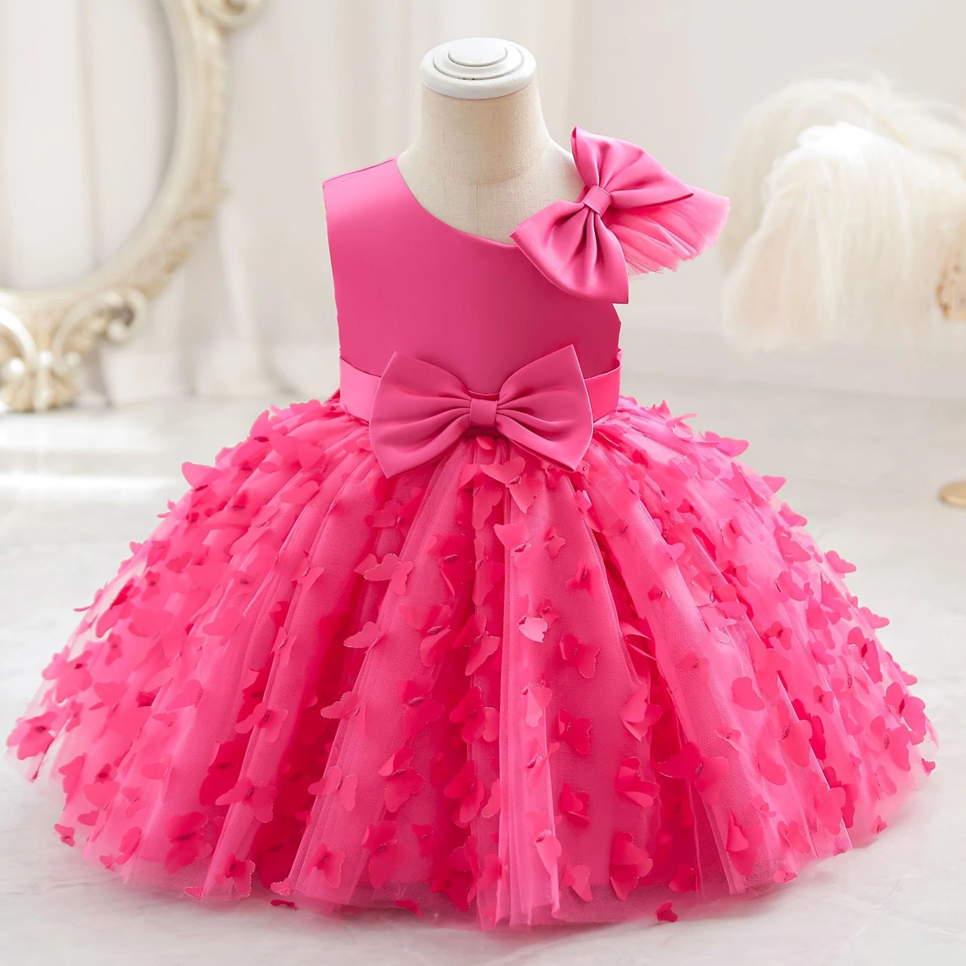 Elegant Butterfly Baptism Baby Girls Dress Infant 1st Birthday Princess Party Dresses Girl Tulle Bridesmaid Wedding Tutu Costume