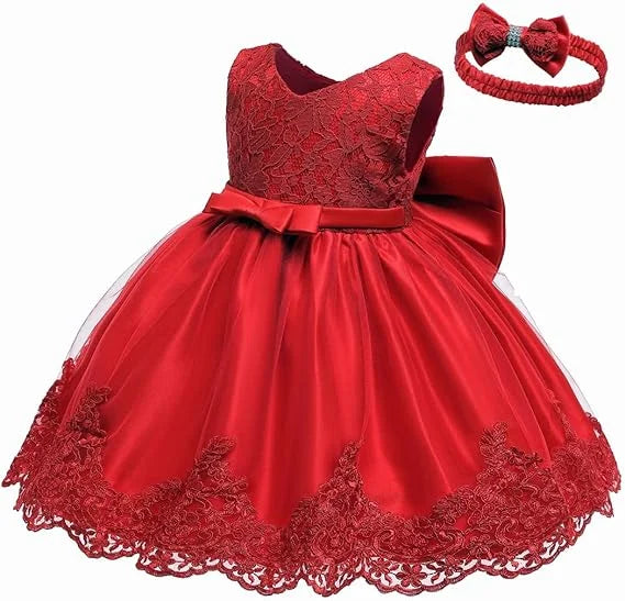 newborn Birthday Party Dress for Girls 3 6 12 24months Newyear Pageant Lace Dresses Embroidery Dress with Headwear baby clothes