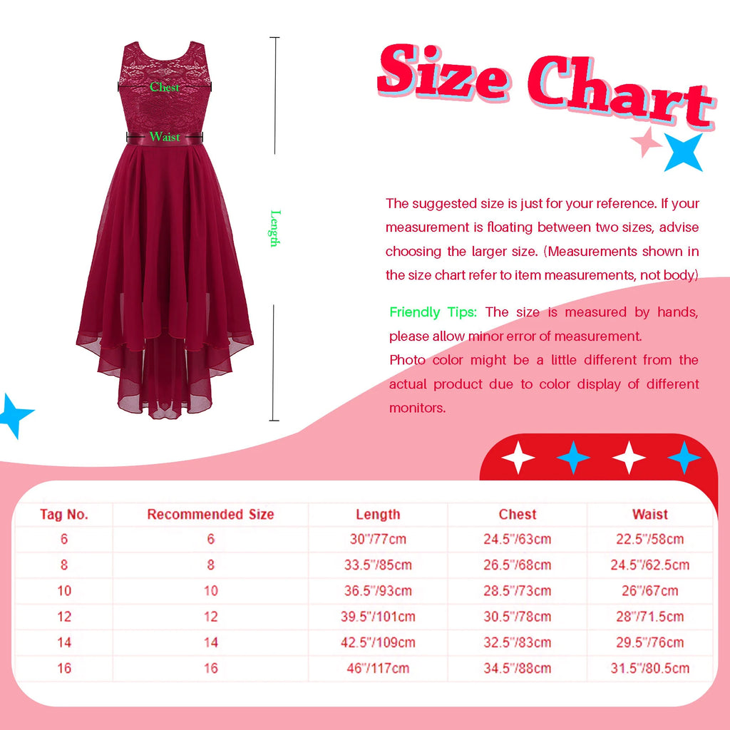 Kids Girls Lace Chiffon Party Grown Dress Birthday Ballroom Wedding Flower Girls Dresses for First Communion Bridesmaid Cocktail