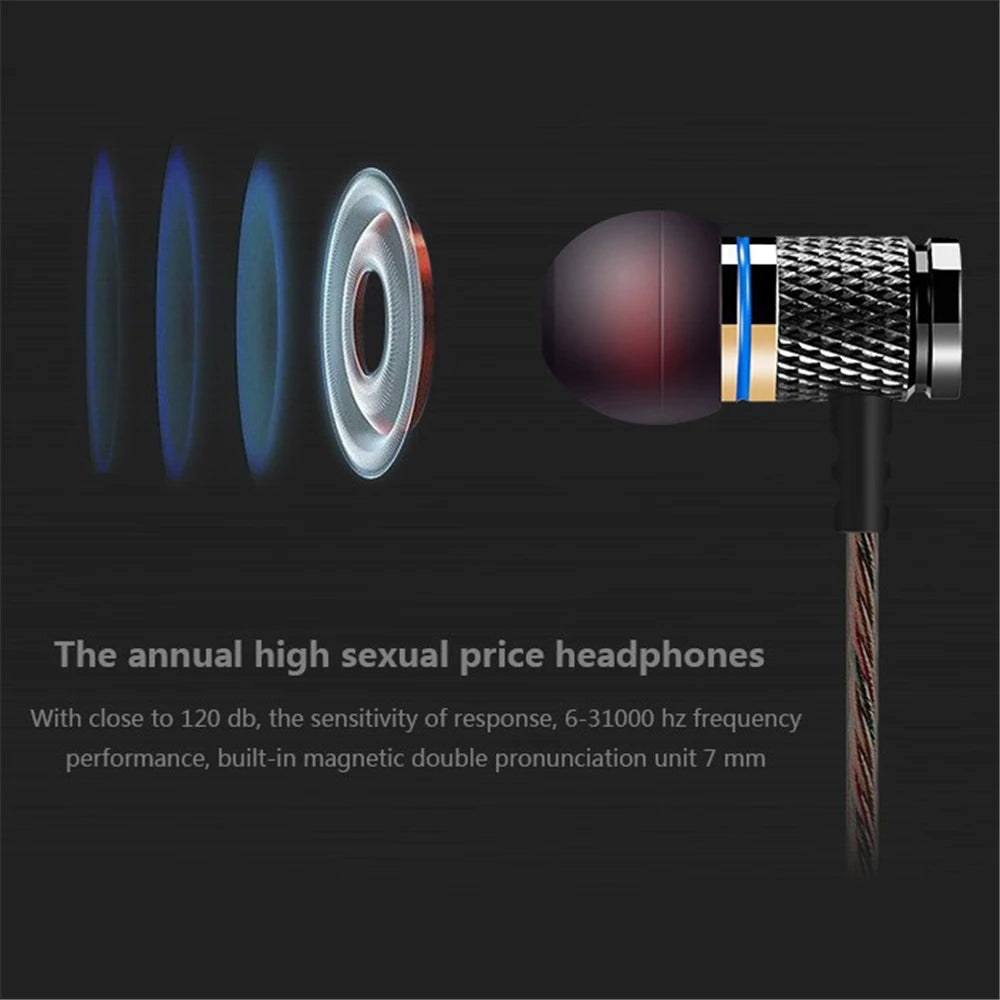 DM6 3.5mm Headphones Earphones In-Ear Shocking Anti Noise Bass In-Ear Copper Forged Shocking Microphone Sound Quality