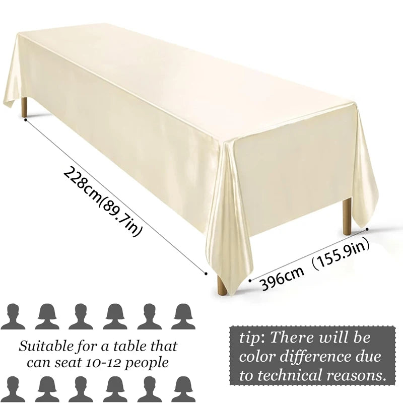 Rectangle Wedding Satin LargeTablecloth Bright Smooth Silk Table Cover Christmas Anniversary Dining Party high-end Table Decor