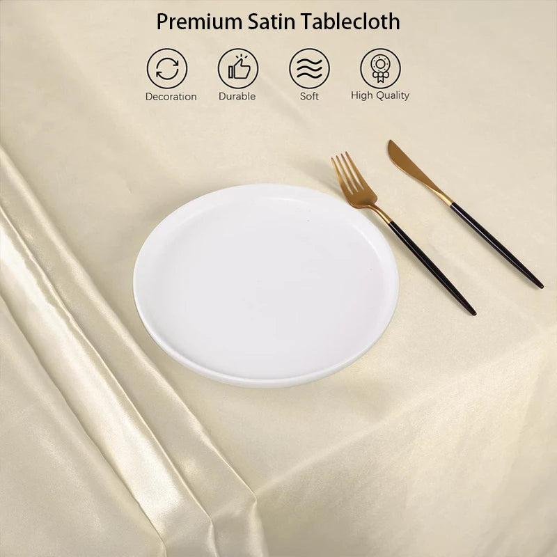 Rectangle Wedding Satin LargeTablecloth Bright Smooth Silk Table Cover Christmas Anniversary Dining Party high-end Table Decor
