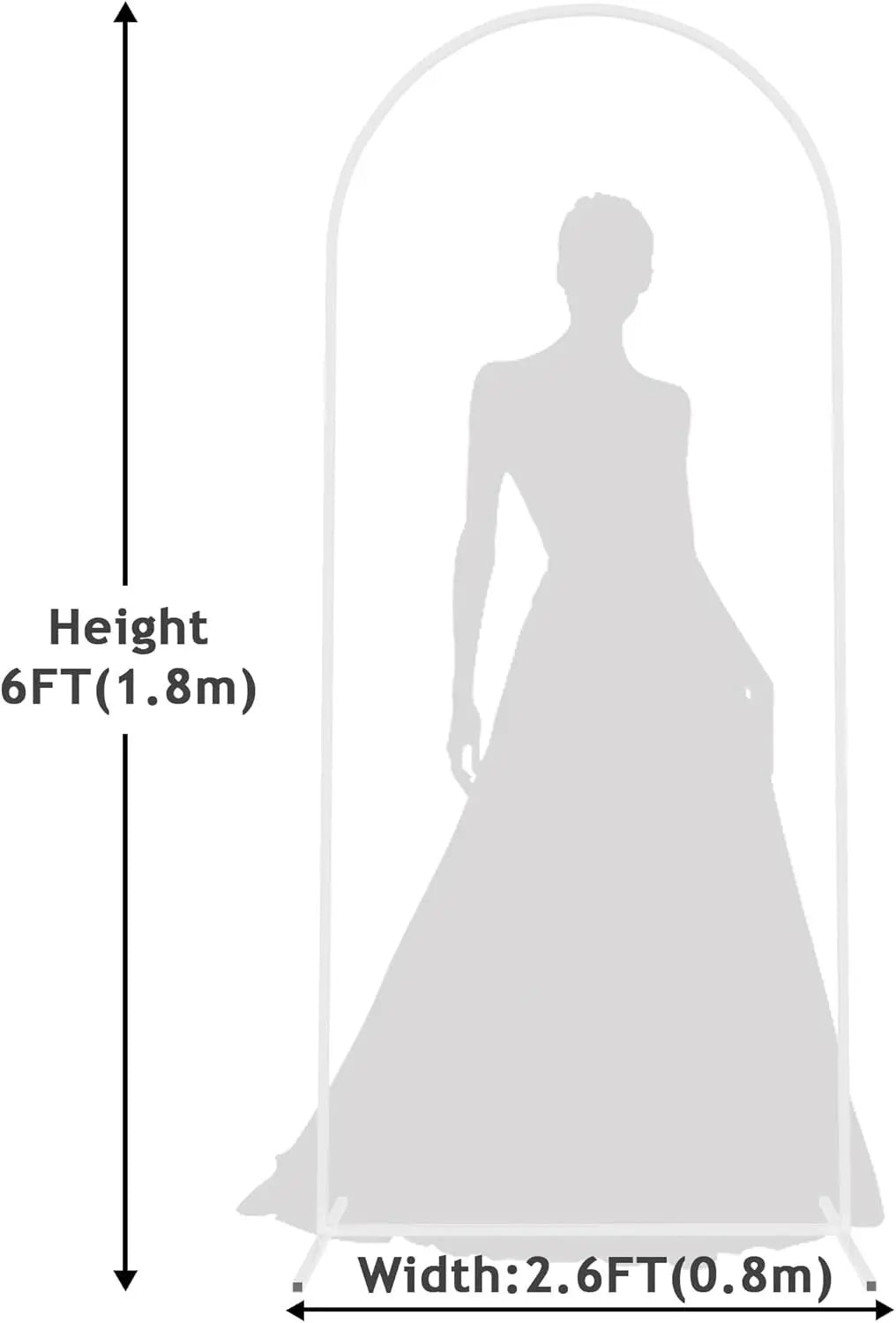 1PCS White Wedding Arch Stand, Balloon Holder, Size 6FT 6.6FT 7.2FT,Wedding Party background decoration props