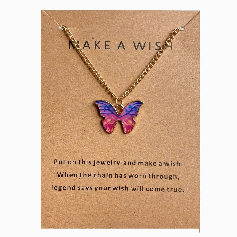 10 Pcs Fashion Butterfly Necklaces For Women Boho Vintage Colorful Simple Pendant Choker Chain 2024 New Jewelry Gifts Wholesale