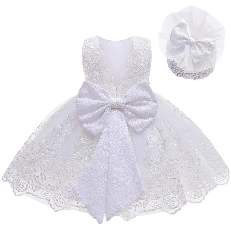 3 6 12 18 24 Months Lace Newborn Dress Summer Big Bow Fashion Little Princess Baby Dress Birthday Gifts New Children's Clothing