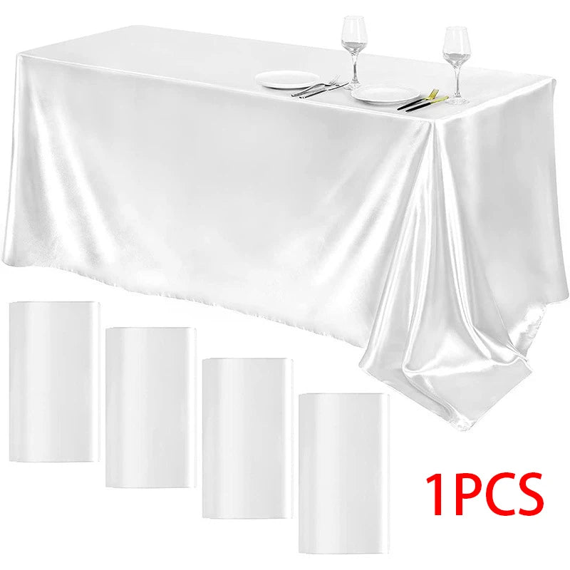 Rectangle Wedding Satin LargeTablecloth Bright Smooth Silk Table Cover Christmas Anniversary Dining Party high-end Table Decor
