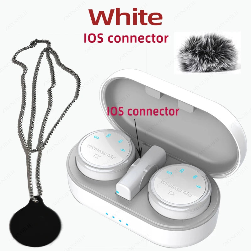New Magnetic Wireless Lavalier Microphone Noise Canceling Necklace Windproof Cap Audio Video Recording Microphone for Smartphone