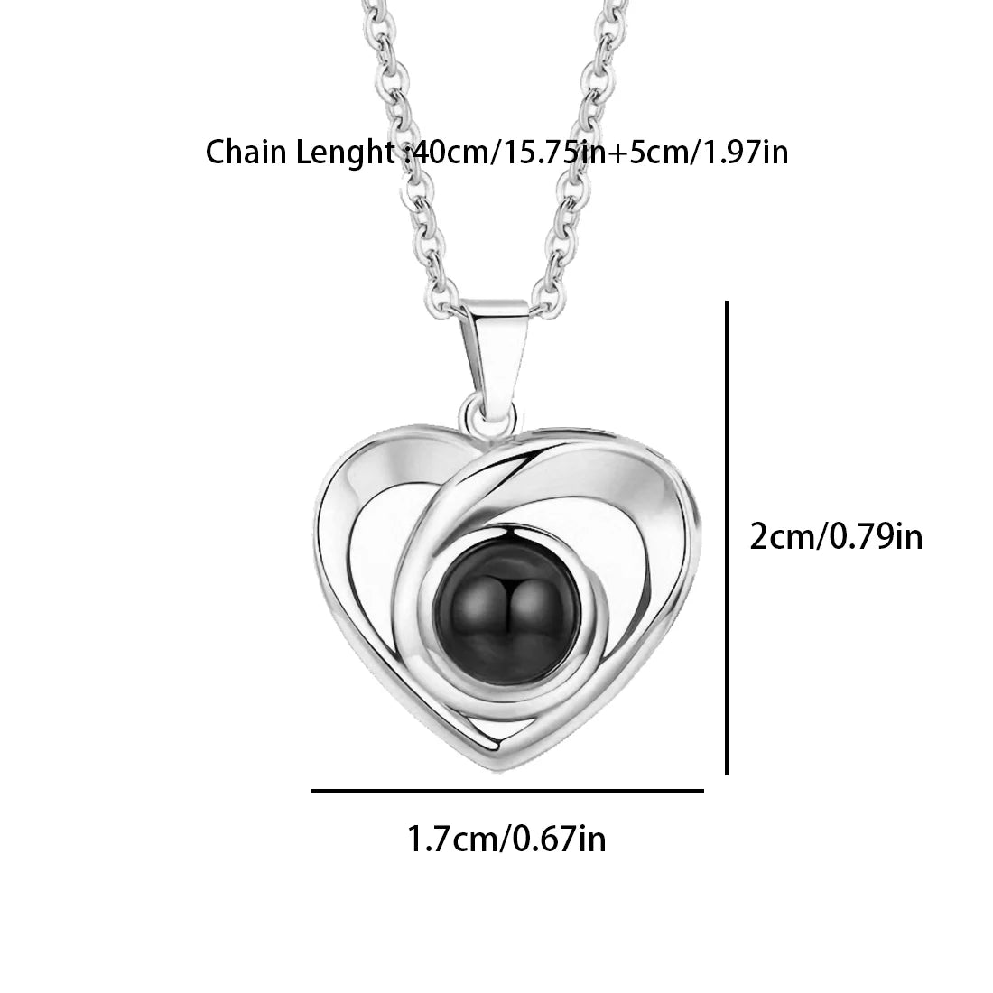 Custom Color Photo Projection Necklace Simple Love Heart Copper Pendant Titanium Steel Chain Girlfriend Mom Wife Festival Gifts
