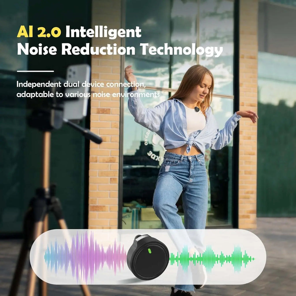 Magnetic Wireless Lavalier Microphone for IPhone Laptop Android Wear Wireless Mic for Video Record Interview Vlog,live Streaming