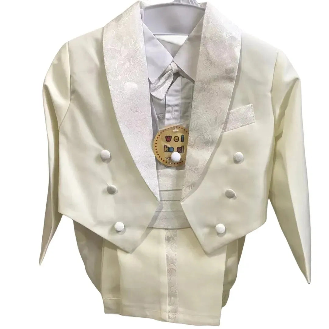 Boy Tuxedo Blazers Coat Vest  Pants Bow Tie Kids Clothing Sets Size 1-4T Children Stage Shows Birthday Party Formal Suits