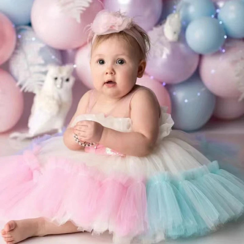 Newborn Baptism Dress For Baby Girls Princess Tutu Costume Infant 1 Year Birthday Party Dresses Toddler Girl Wedding Clothes