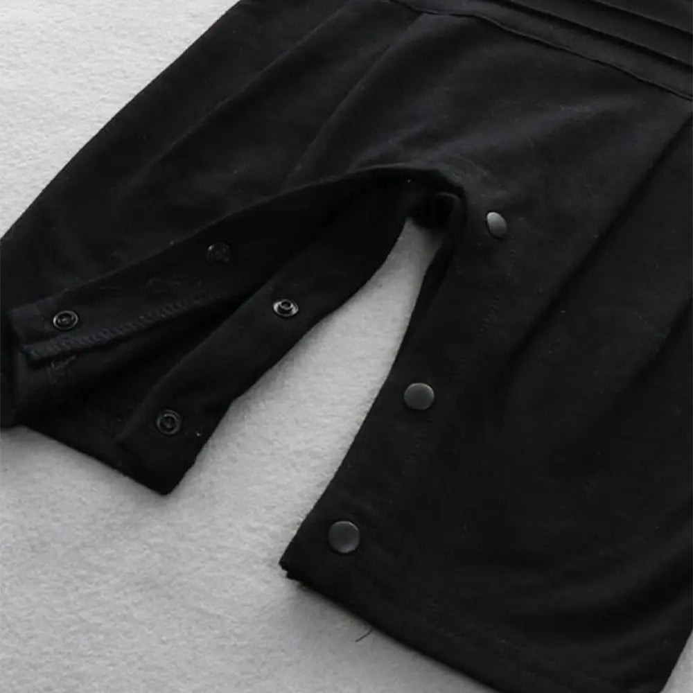 2Pcs/Set Black Tuxedo Gentleman Boss Baby Clothes Two-Piece Outfit Bow Tie Toddler Romper Bodysuit Romper Bodysuit Outerwear Set