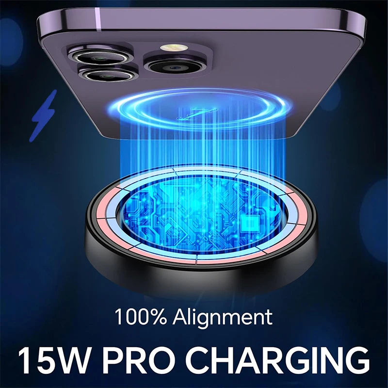 UYUXIO Magnetic Wireless Car Charger 15W Fast Charging Windshield Dashboard Car Mount Phone Holder for iPhone 16 13 12 15 14