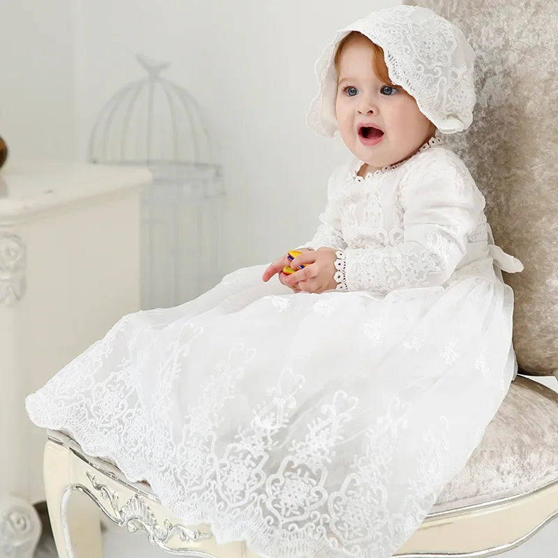 2025 Newborn Girl First Birthday Dress Strapless Royal Party Outfit Lace Elegant Celebration Special Gown Formal Attire