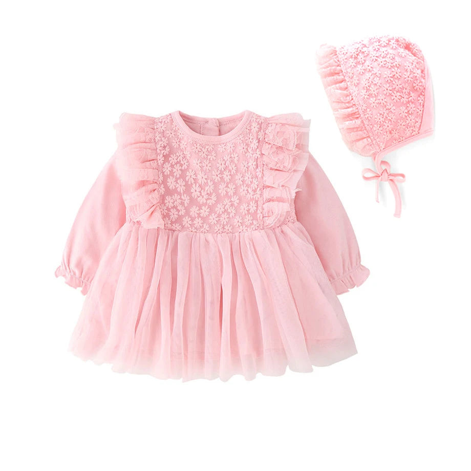 New Born Baby Girl Dress Clothes Christening Dress Classic Infant Baptism Wedding Tulle Dress for Spring Summer 0 3 6 Months