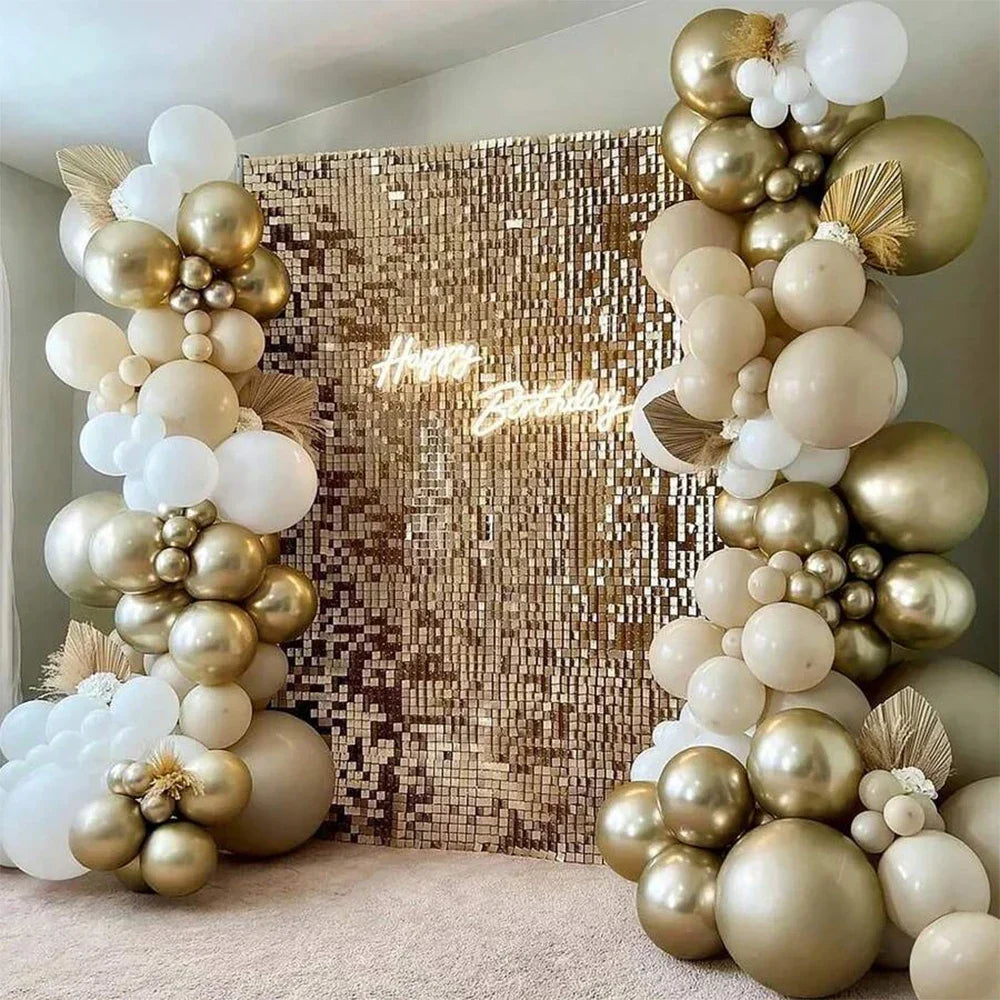 114Pcs Premium White & Gold Latex Balloon Garland Arch Kit - Elegant Wedding Party Decorations for Ceremony Backdrops, Reception